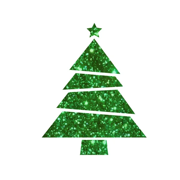 Vetor verde brilho árvore de Natal ícone plano —  Vetores de Stock