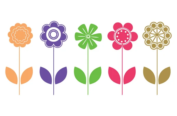Vectorillustratie kleurrijke natuurlijke bloem pictogrammen — Stockvector