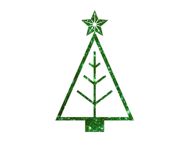 Vector groene glitter kerstboom platte pictogram — Stockvector