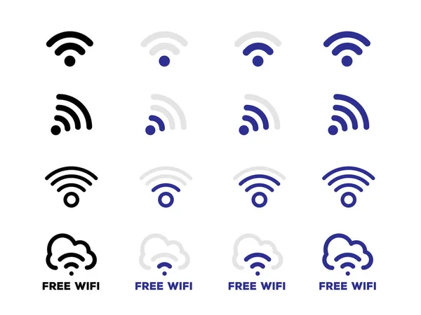 Internet network free Wifi connection icon set — Stock Vector