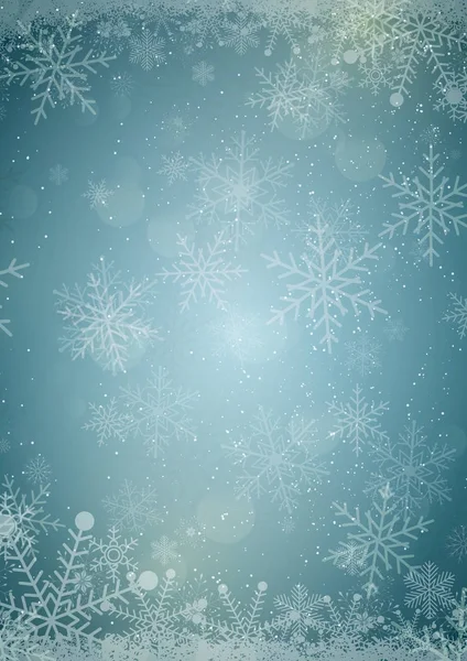 Fondo de Navidad dorado de invierno con borde de copo de nieve de invierno — Vector de stock