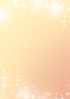 Altın gradyan arka planı, ışıltı bokeh yıldız ve açık kenarlık