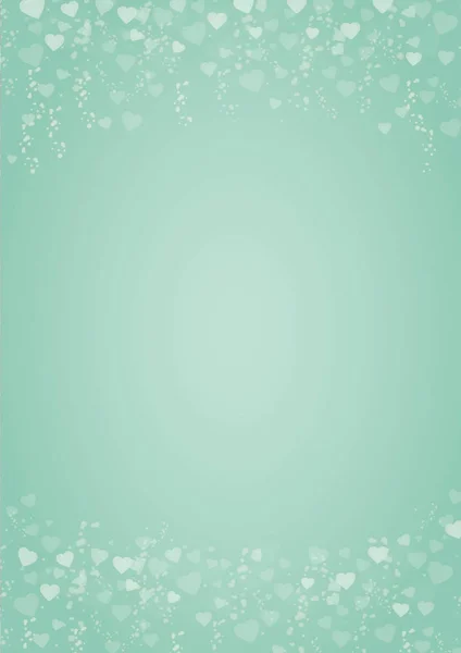 Mint green background with hearts header and footer — стоковый вектор