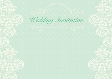 Yeşil düğün davetiye kartı arka plan şablonu desenli, 