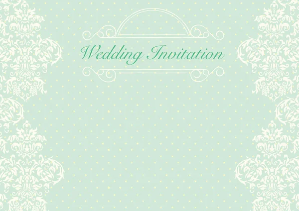 Green wedding invitation card background template with pattern, — Stock Vector