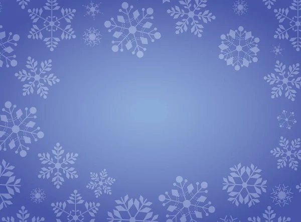 Kleurovergang blauwe winter snowflake border Kerstmis achtergrond — Stockvector