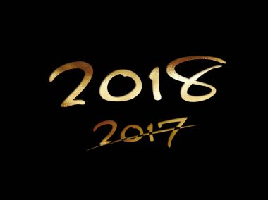 Altın glitter izole el yıl 2018 sözcük yazma