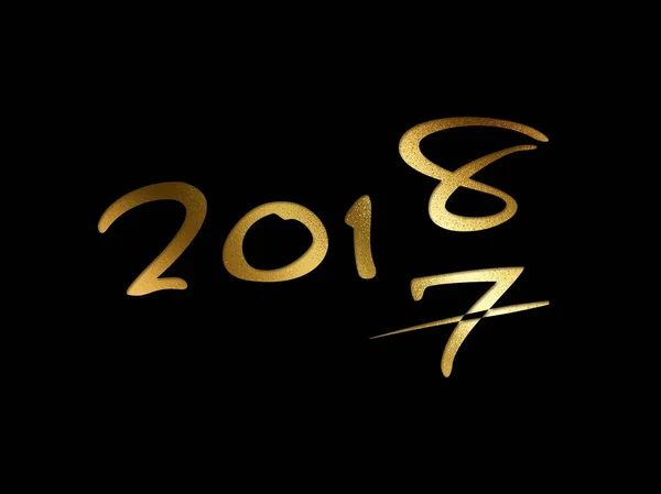 Gouden glitter geïsoleerd hand schrijven word jaar 2018 — Stockfoto