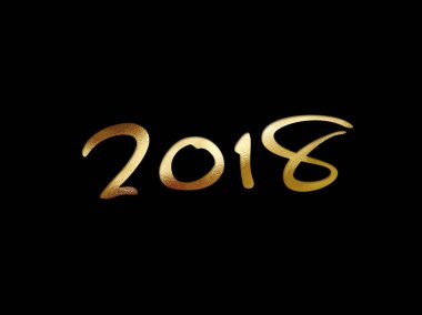 Altın glitter izole el yıl 2018 sözcük yazma