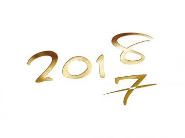 Altın glitter izole el yıl 2018 sözcük yazma