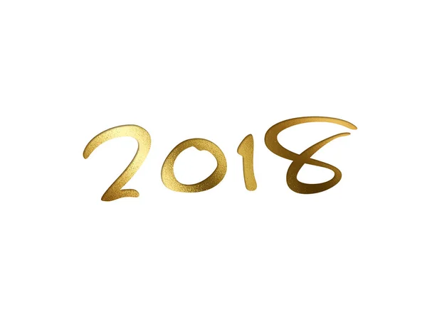 Golden glitter isolated hand writing word year 2018 — Stock Photo, Image