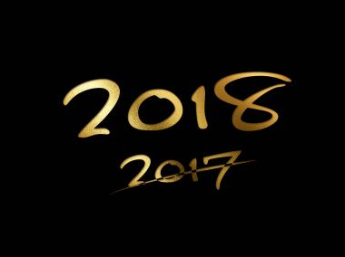 Altın glitter izole el yıl 2018 sözcük yazma