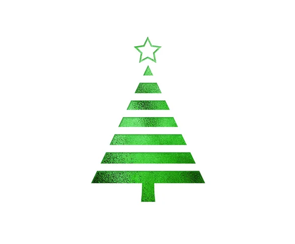 Die isolierte grüne glitzernde Weihnachtsbaum flache Ikone — Stockfoto