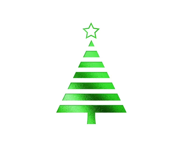 クリスマス ツリーの緑分離フラット アイコン — ストック写真