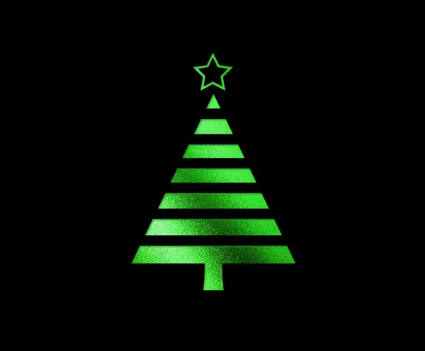 De geïsoleerde groene glitter kerstboom platte pictogram — Stockfoto