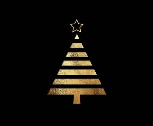 De geïsoleerde gouden glitter kerstboom platte pictogram — Stockfoto