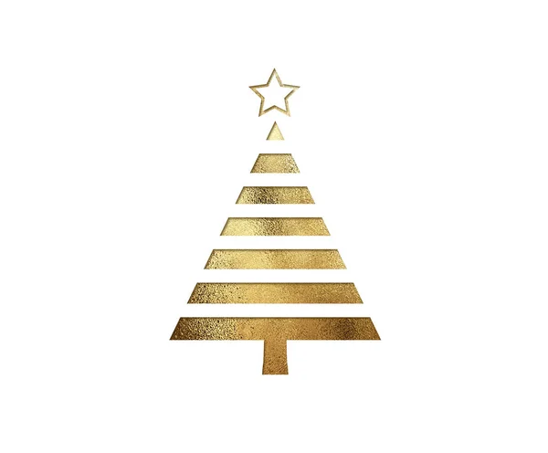 O ícone liso isolado da árvore de Natal do brilho dourado — Fotografia de Stock