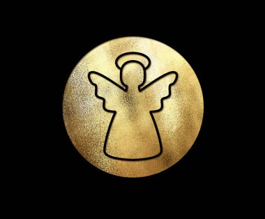 İzole altın glitter Noel melek düz simgesi