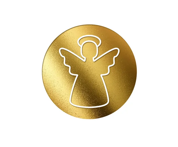 L'icône plate de l'ange de Noël aux paillettes dorées isolées — Photo