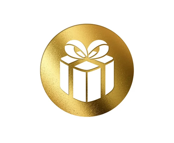 The isolated golden glitter Christmas gift box flat icon — Stock Photo, Image