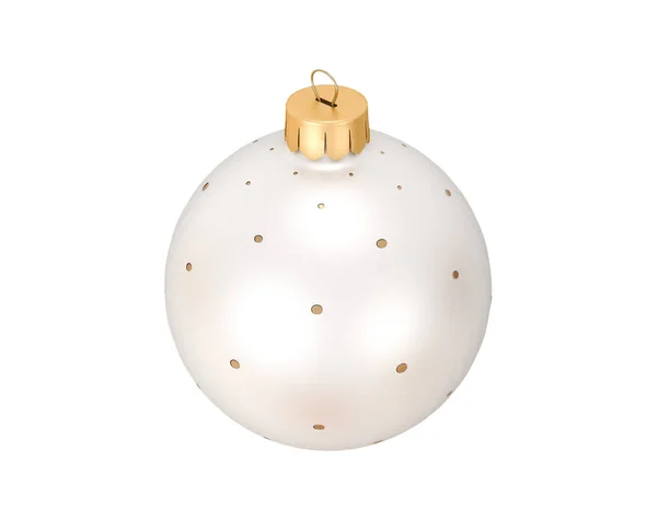 Vereinzelt weiße Weihnachtskugel mit goldenem Muster — Stockfoto
