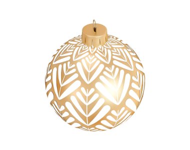 Flor ile izole elegance altın Christmas dekoratif topu