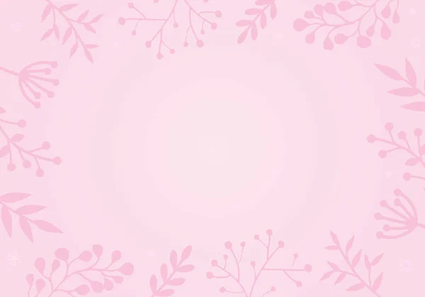 Pastel pink color background with flower border — Stock Vector