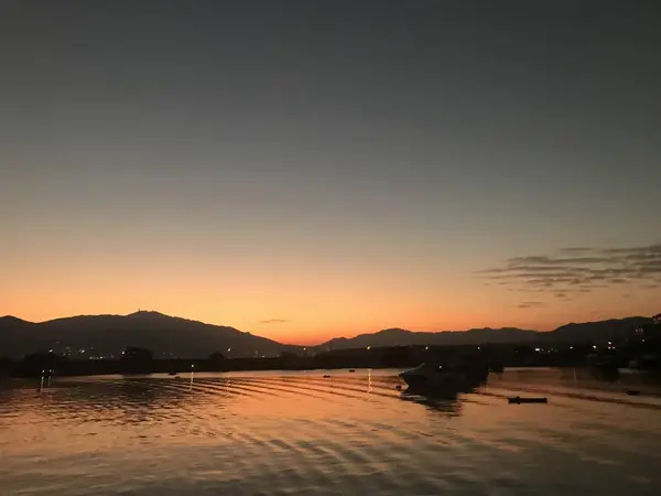 Oranje Gradiënt Hemel Berg Bij Zonsondergang — Stockfoto