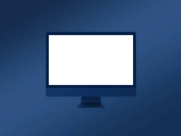 Modelo de mockup monitor de computador no fundo azul gradiente — Fotografia de Stock