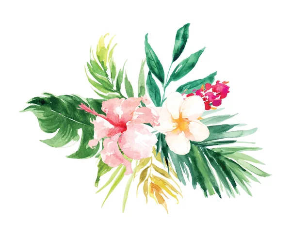 Geïsoleerde vector geel, roze bloem en blad decoratie bruiloft — Stockvector