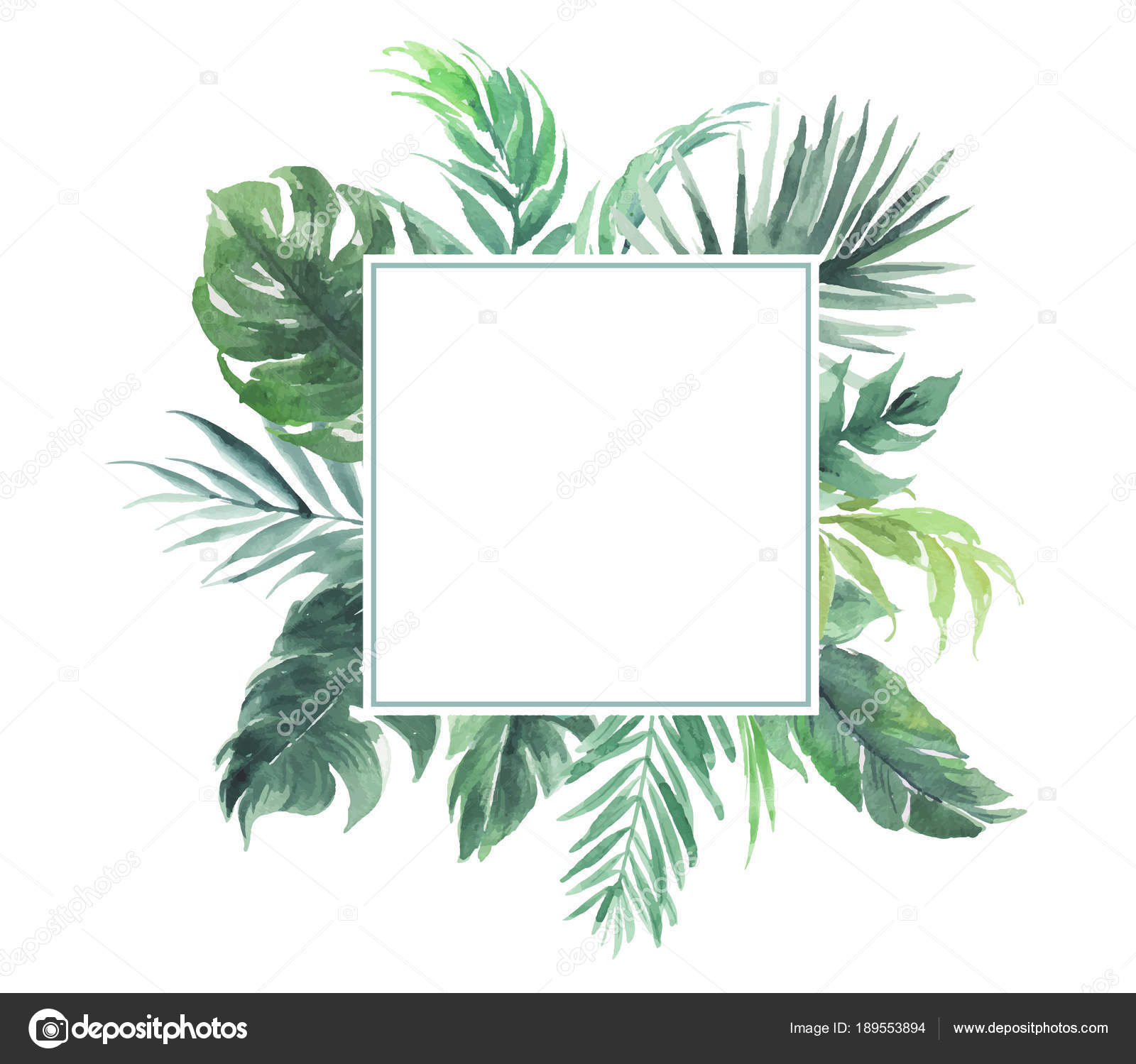 Leaves border with square blank area wedding decoration ...