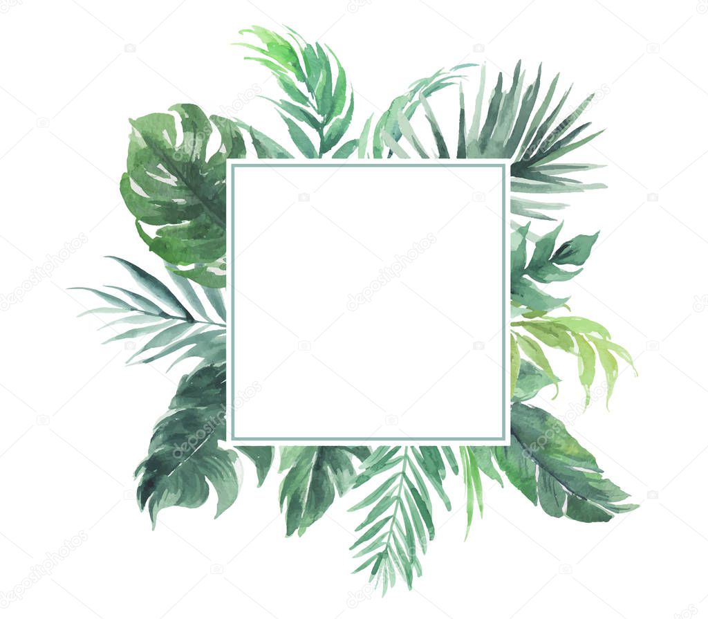 Leaves border with square blank area wedding decoration card