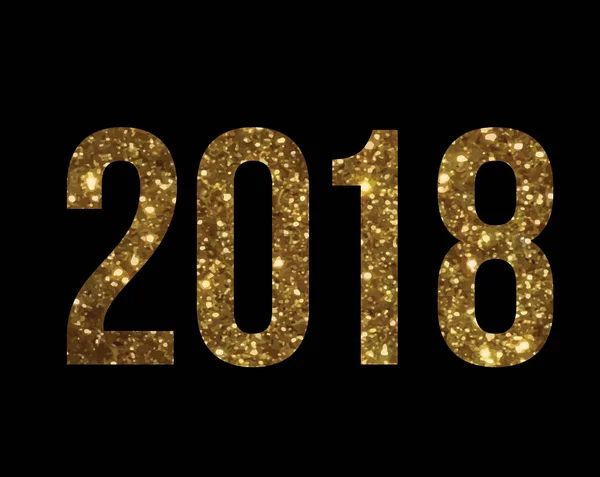 Vector golden glitter standard font word anno 2018 — Vettoriale Stock