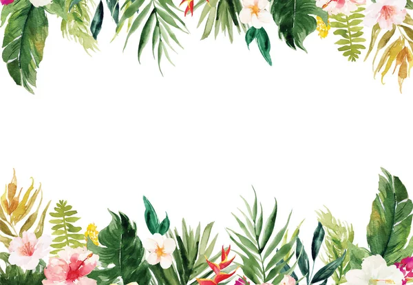 Witte blanco papier achtergrond met planten en bloemen rand — Stockvector