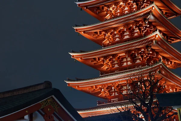 Historický zen Japonský chrám budovy v Japonsku v noci — Stock fotografie