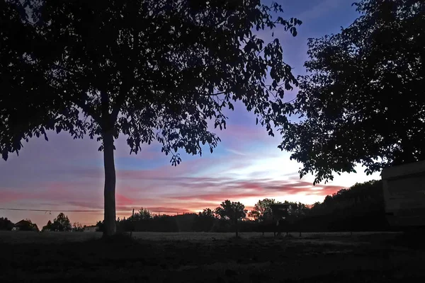 Parque ao ar livre, céu gradiente, nuvens na Suíça campo ca — Fotografia de Stock