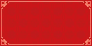 Altın limanlı yatay Çin kırmızı desenli pankart