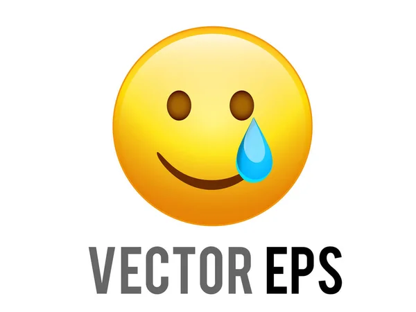 Izolovaný Vektorový Gradient Žlutá Usmívající Tvář Modrou Ikonou Slz — Stockový vektor