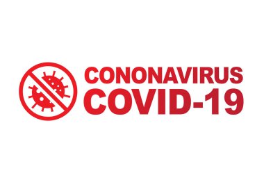 The gradient red standard bold words coronavirus, covid-19 clipart