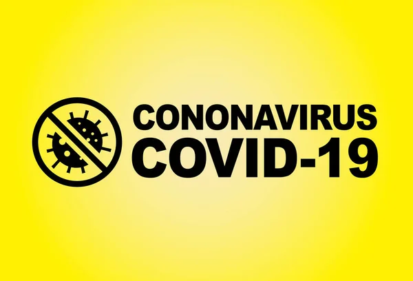 Μαύρες Τυπικές Τολμηρές Λέξεις Coronavirus Covid Κίτρινο Φόντο — Διανυσματικό Αρχείο