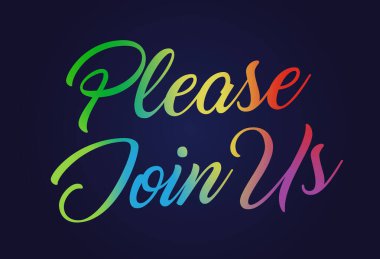 İzole edilmiş zarif gökkuşağı renkli el yazısı lütfen düğün davetiyesi için bize katılın.