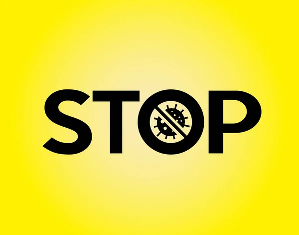 Die Schwarze Standardschrift Fett Stop Wort Auf Gelbem Hintergrund — Stockvektor