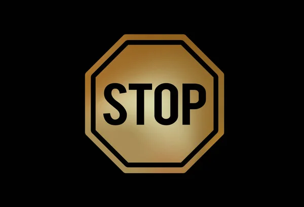 Das Goldene Stoppwarnschild Flaches Symbol Straßensymbol Vektorformat — Stockvektor