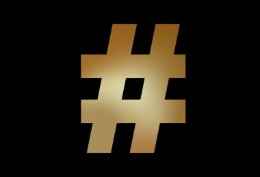 Gradyan altın hashtag düz simge vektör biçimi