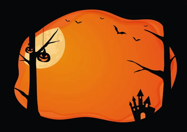 Fond Blanc Horizontal Halloween Avec Bordure Grunge Orange Dégradé Chauve — Image vectorielle