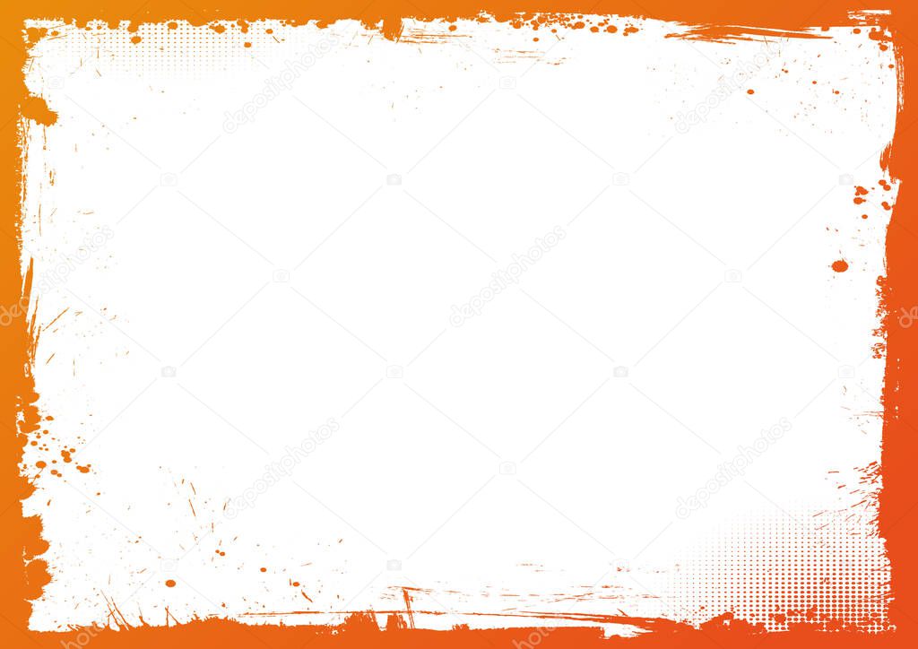 The horizontal white Halloween blank background with gradient orange grunge border
