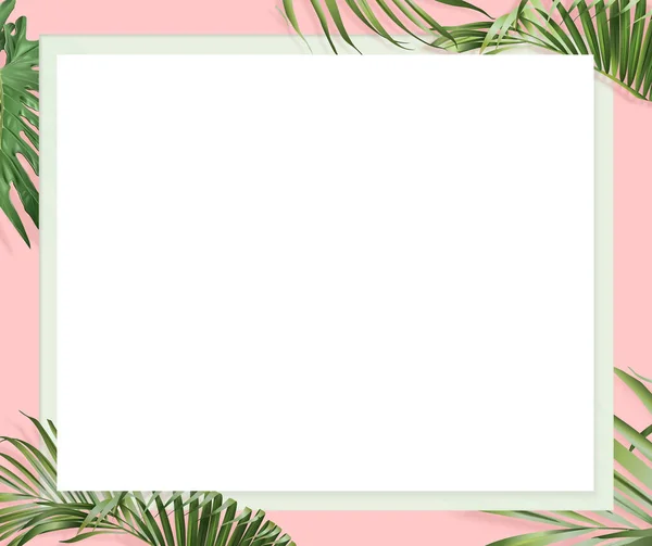 ピンクの背景を持つウェブサイトのバナー エフセデスとヤシの葉の境界 — ストック写真