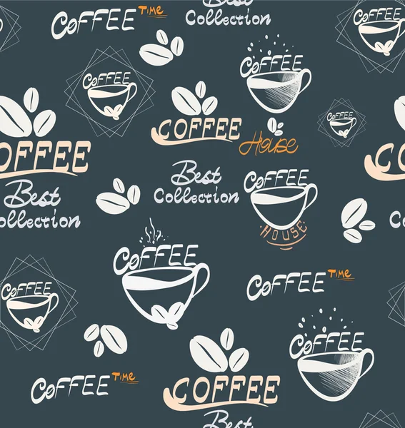 Hand Drawning koffie naadloze afbeelding — Stockvector