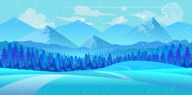 Kış manzarası. Vektör illüstrasyonu.