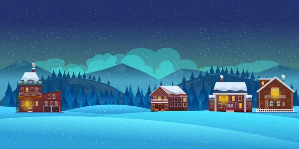 Cartoon winter landscape background — Stock Vector